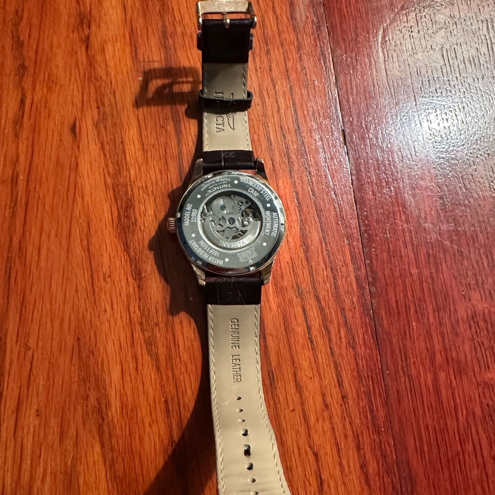 Invicta Silver Dial Watch with Brown Leather Strap - Picture 3 of 5